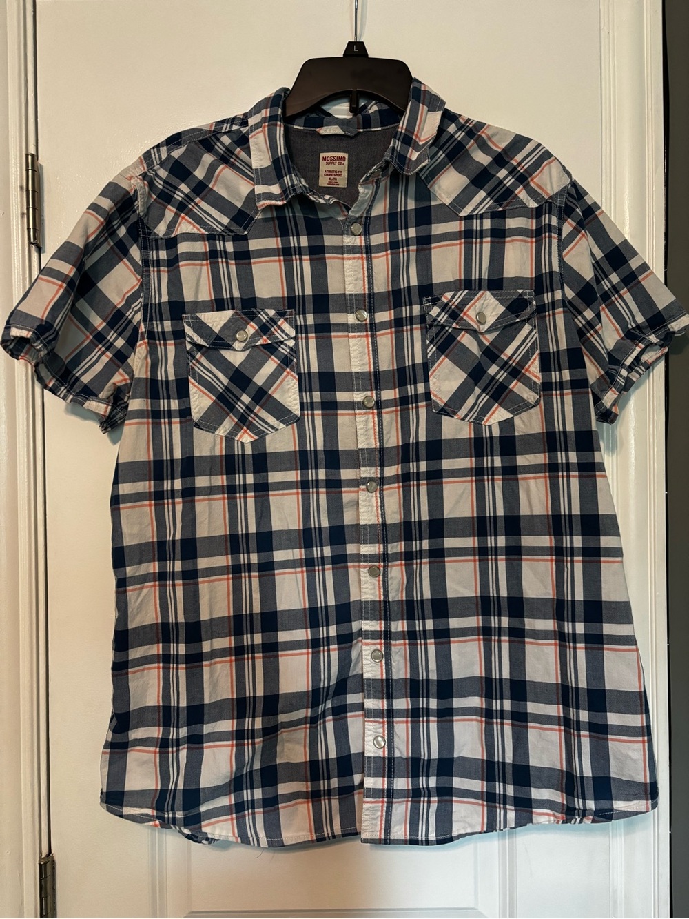 Mossimo Supply Co. Short-Sleeve Plaid Button-Down Shirt - Navy, White, Red XL